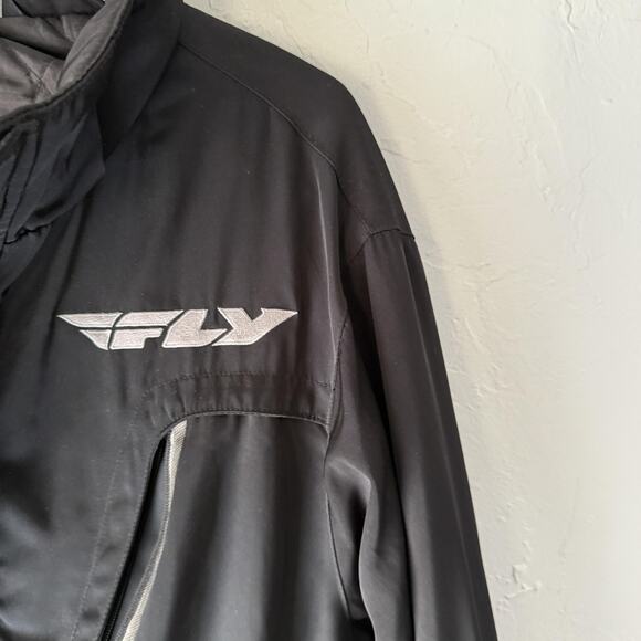 Fly Racing Black Jacket Medium Mens Winter Waterproof Pockets Reflective Logo - Picture 6 of 12